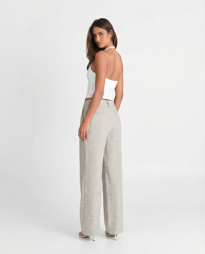 Hoge Taille Dames Pantalon met Wijde Pijp en Persnaad