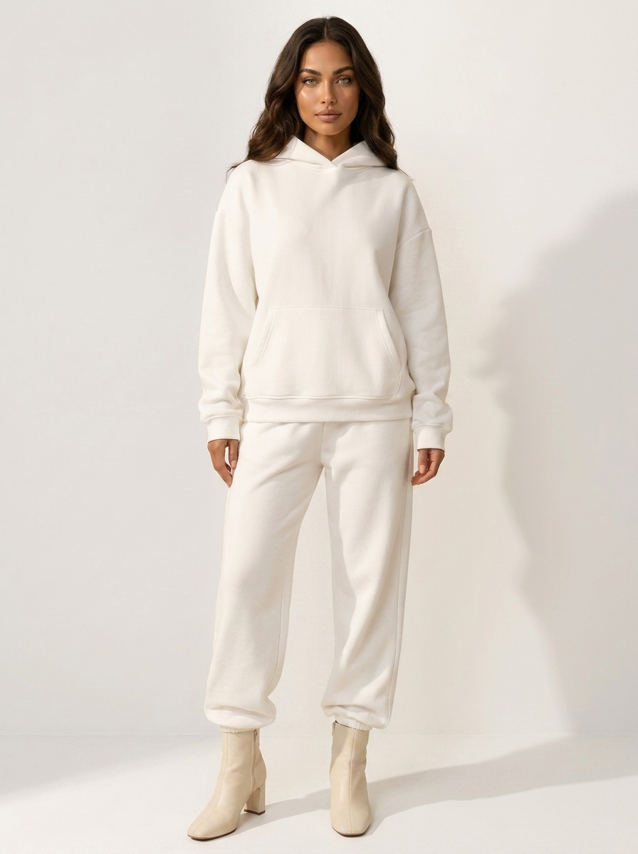 Dames Oversized Joggingpak – Hoodie met Bijpassende Joggingbroek Zwart / S - AIDA LENA