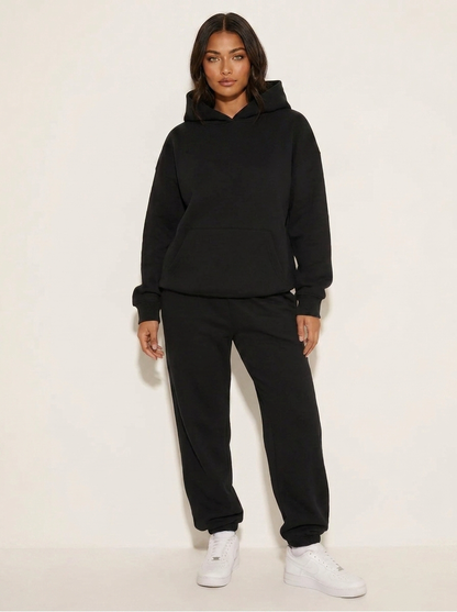 Dames Oversized Joggingpak – Hoodie met Bijpassende Joggingbroek Zwart / S - AIDA LENA