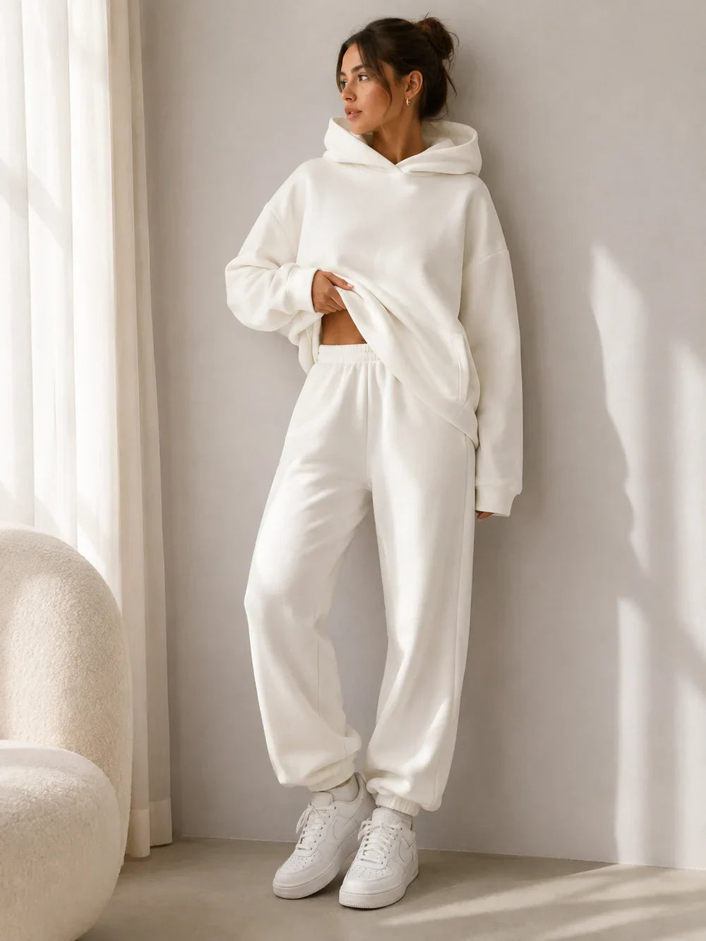 Dames Oversized Joggingpak – Hoodie met Bijpassende Joggingbroek Zwart / S - AIDA LENA