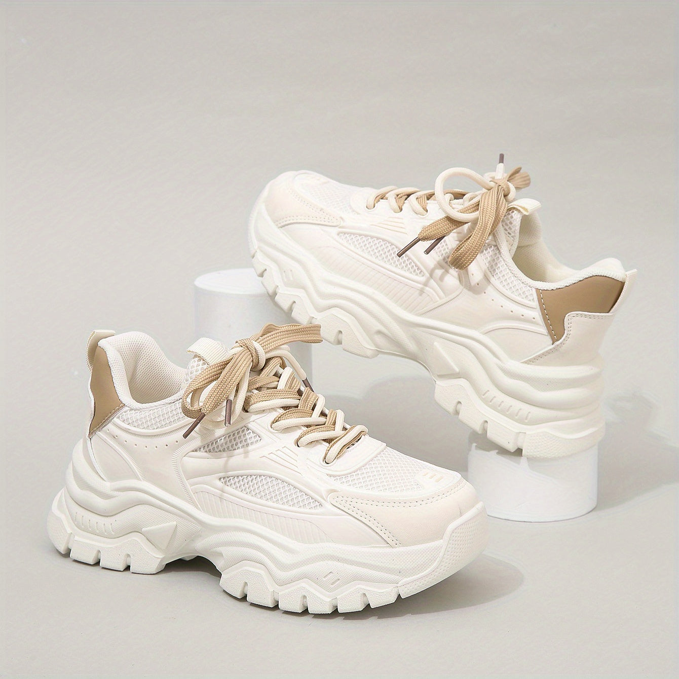 Comfortabele Dames Sneakers met Ademend Mesh en Dikke Zool
