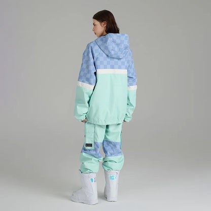 Blauw Sportief Waterdicht Dames Skipak Met Capuchon