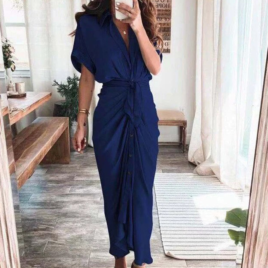 Julietta | Knoop Jurk met Taille Detail voor Dames