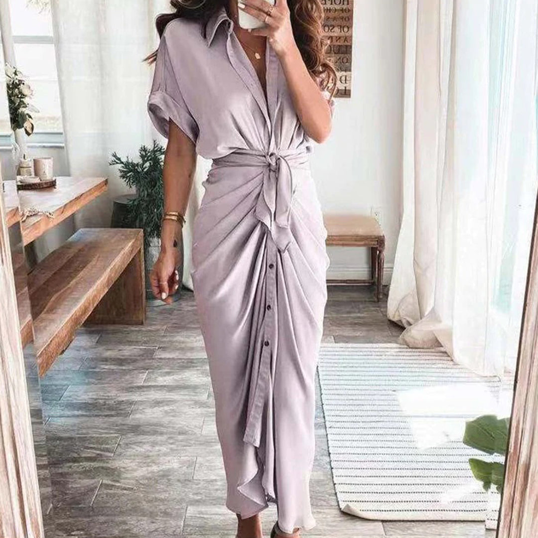 Julietta | Knoop Jurk met Taille Detail voor Dames