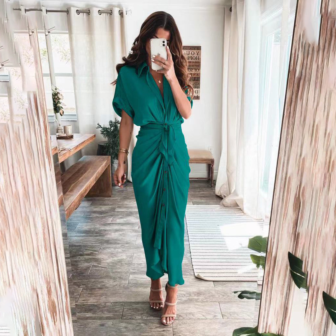 Julietta | Knoop Jurk met Taille Detail voor Dames