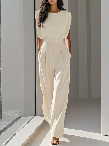 Elegant Sleeveless Jumpsuit With Wide Legs