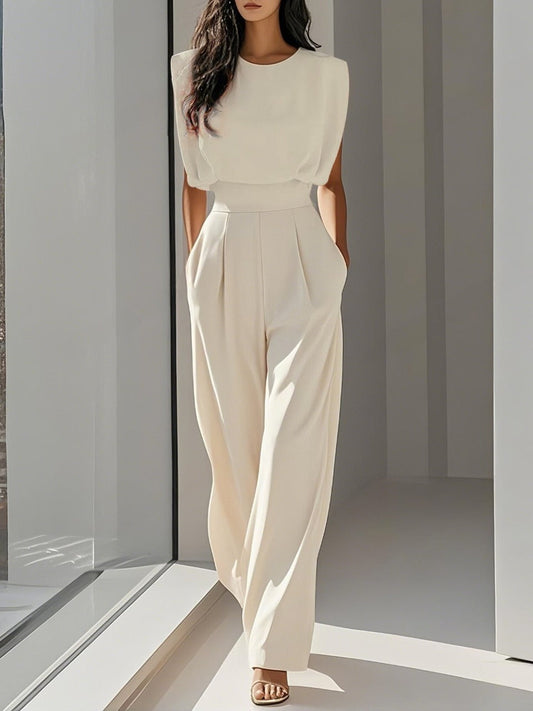 Elegante Mouwloze Jumpsuit Met Wijde Pijpen