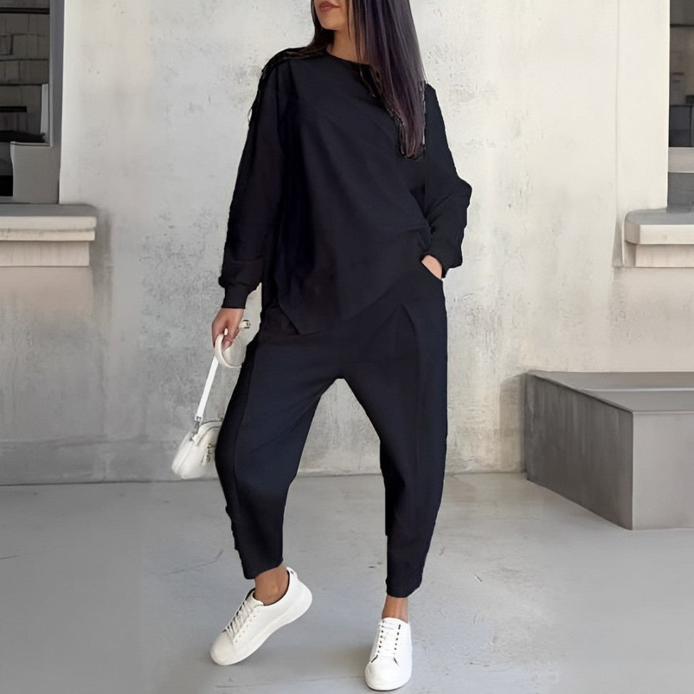 Comfortabele trendy dames set met sweater uitstraling