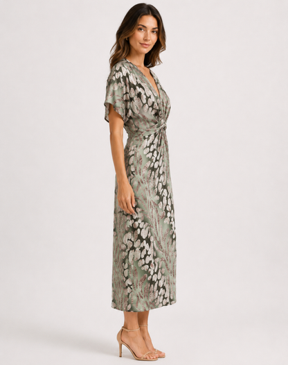 Ravena | Elegant Twist-Front Midi Dress