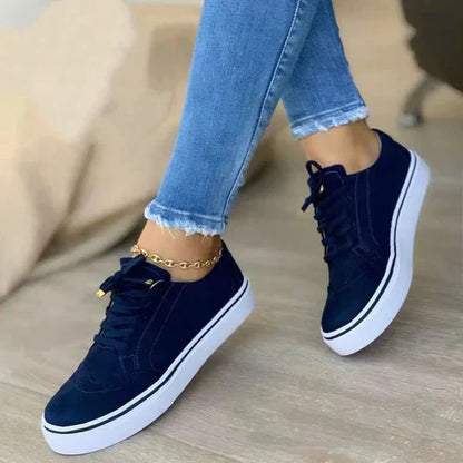 Comfortabele Suède Sneakers Voor Dames Met Vetersluiting