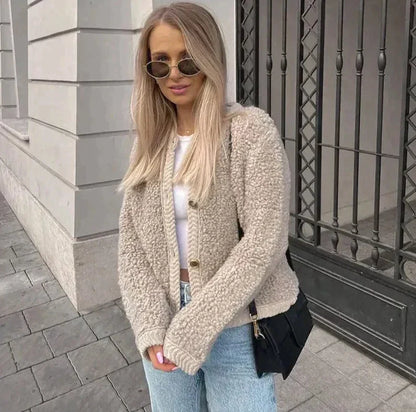 Ester | Teddy Knit Cardigan met Knopen