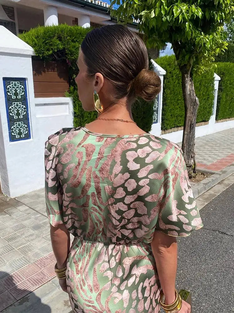 Midi Jurk Met Wikkeldetail En Korte Mouwen