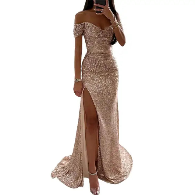 Jaylinn | Galajurken Off-Shoulder Dames Maxi Jurk
