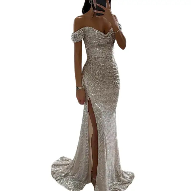 Jaylinn | Galajurken Off-Shoulder Dames Maxi Jurk