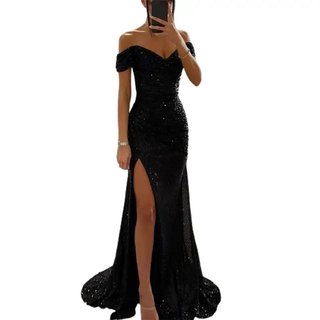 Jaylinn | Galajurken Off-Shoulder Dames Maxi Jurk