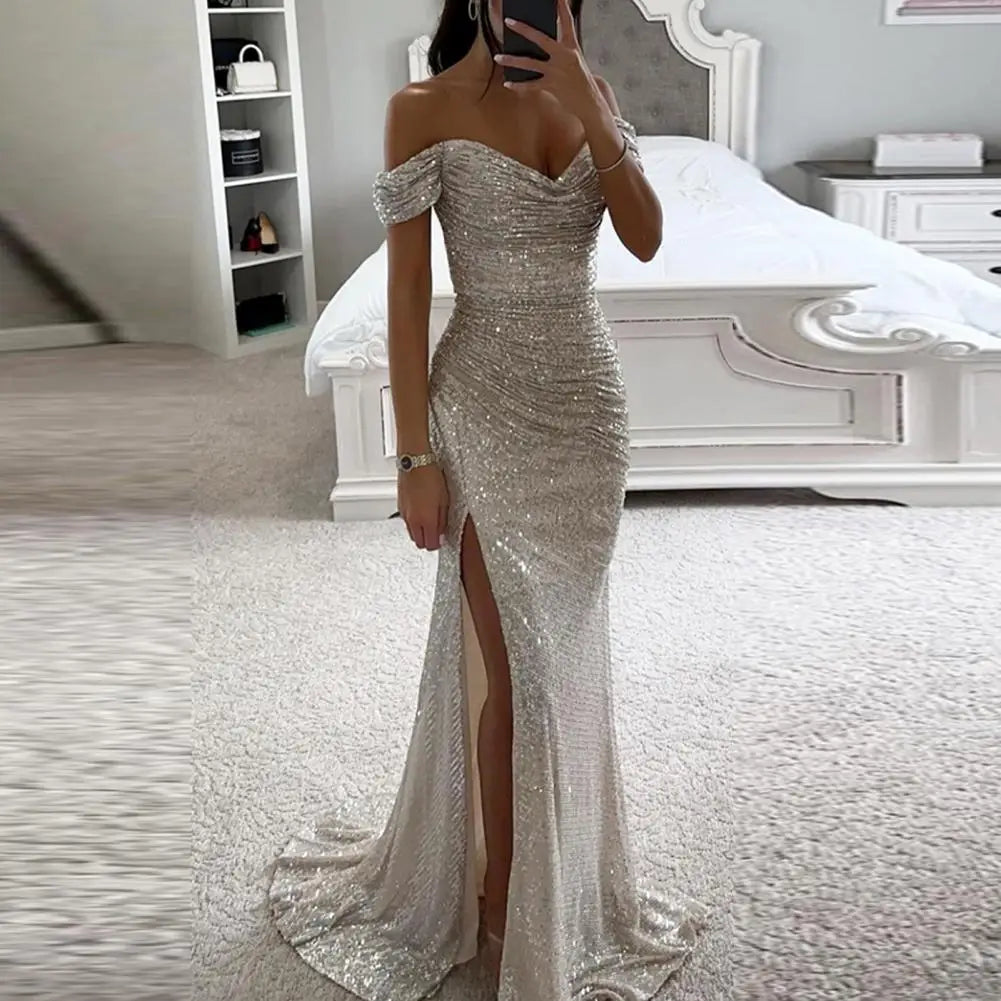 Jaylinn | Galajurken Off-Shoulder Dames Maxi Jurk