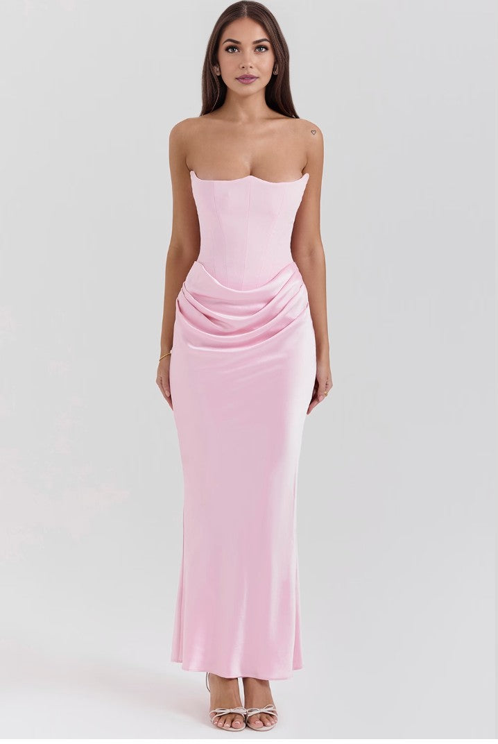 Abriana | Luxe Strapless Satijnen Avondjurk