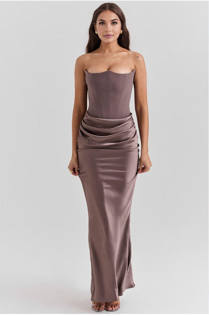 Abriana | Luxe Strapless Satijnen Avondjurk
