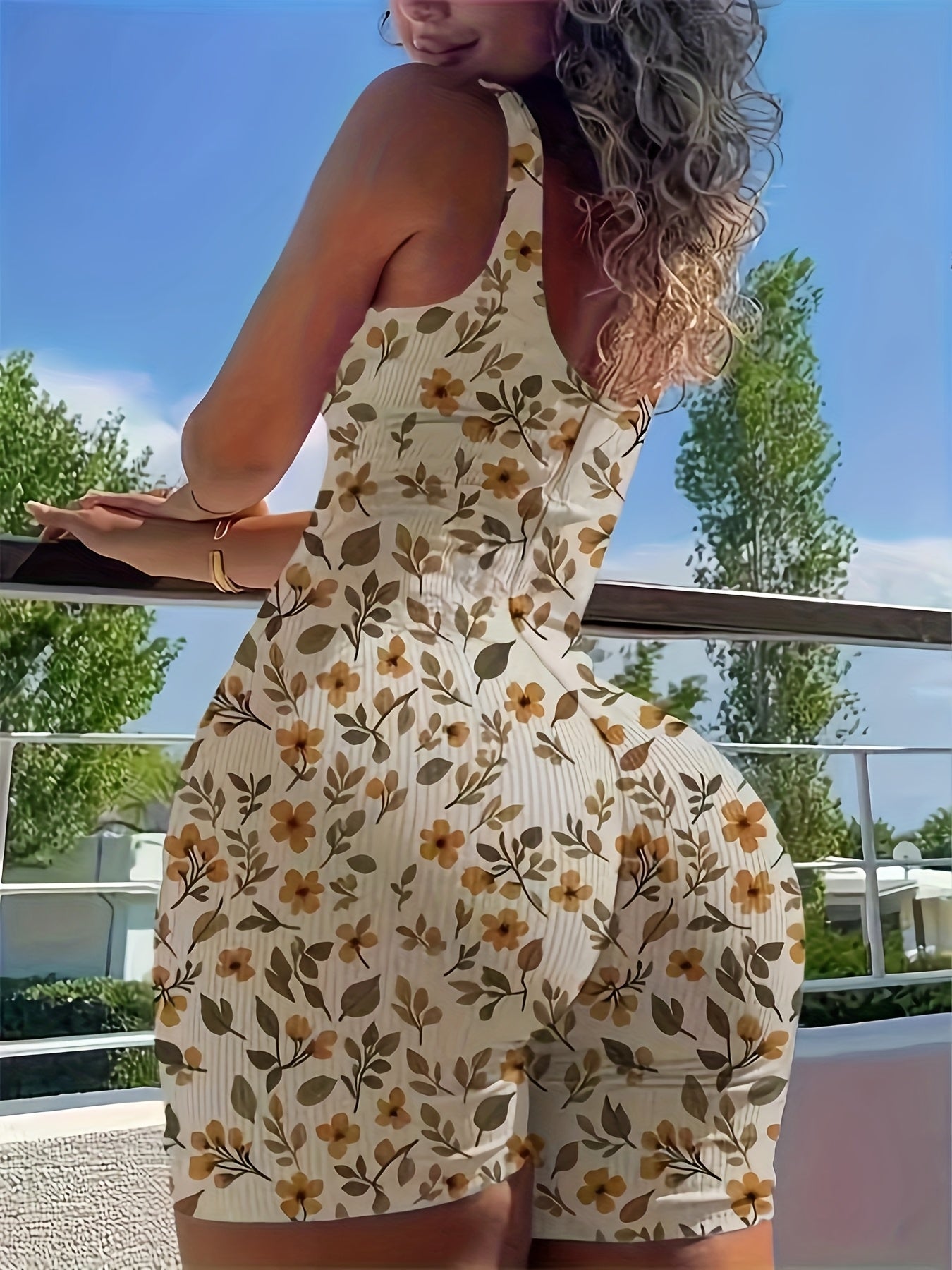 Maralynn | Zomerse Floral Ribbed Jumpsuit