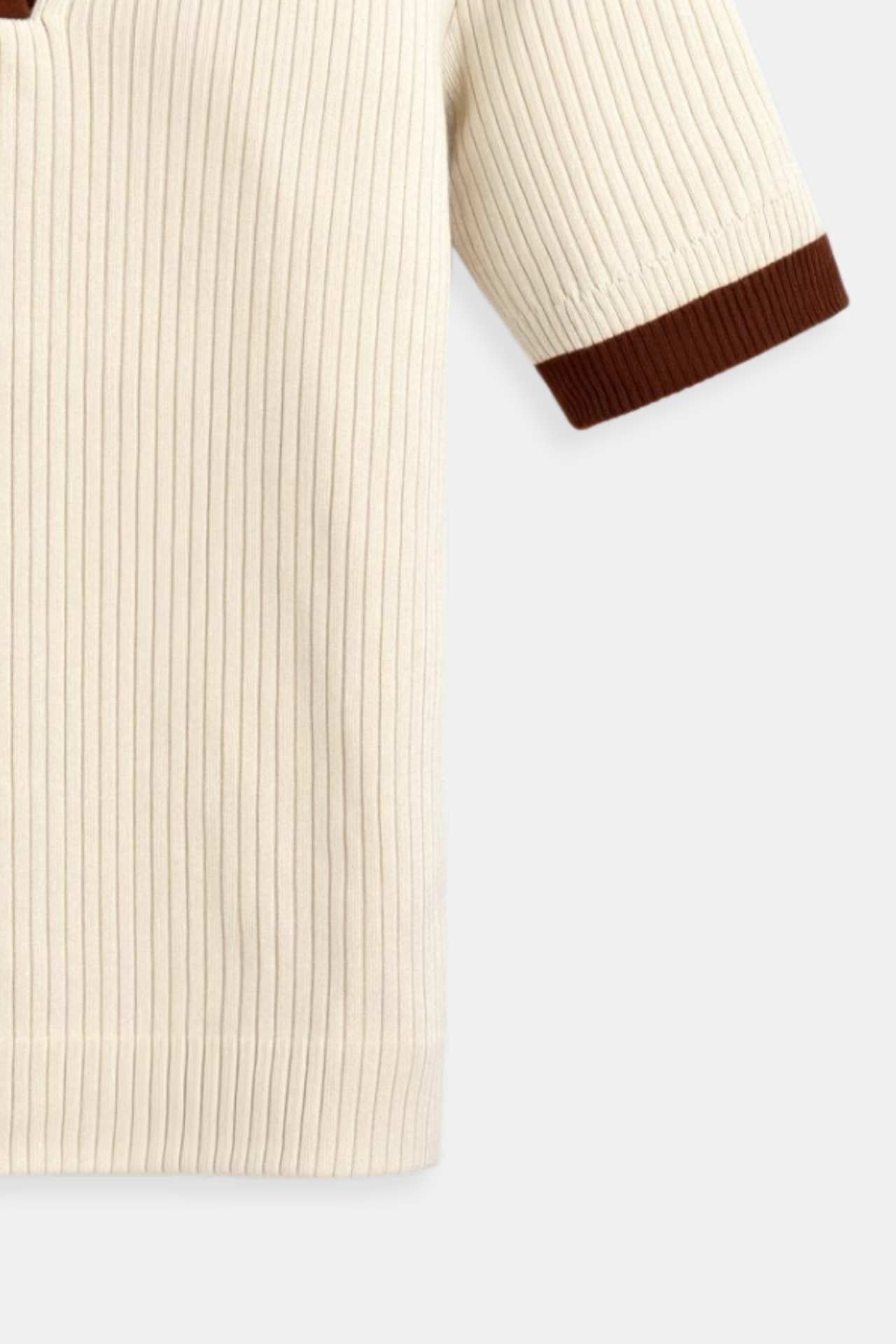 Elegante Dames Polo met Ribpatroon en V-hals