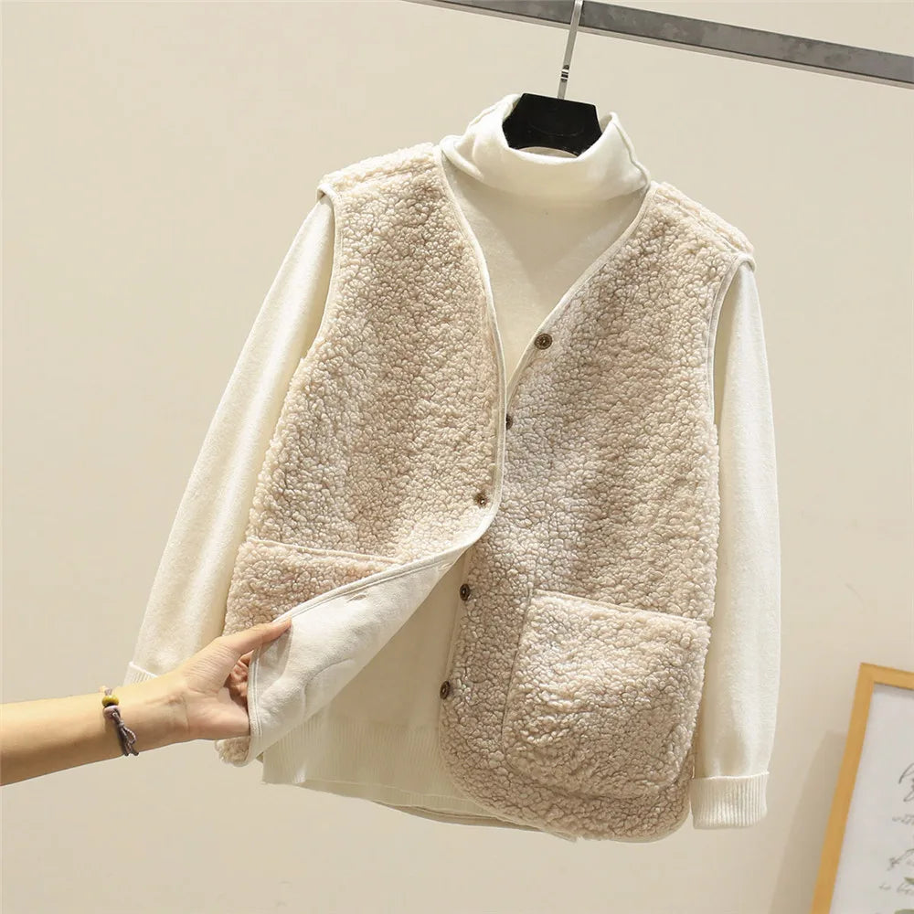 Doudoune Douce et Chaude pour Femmes avec Boutons et Poches