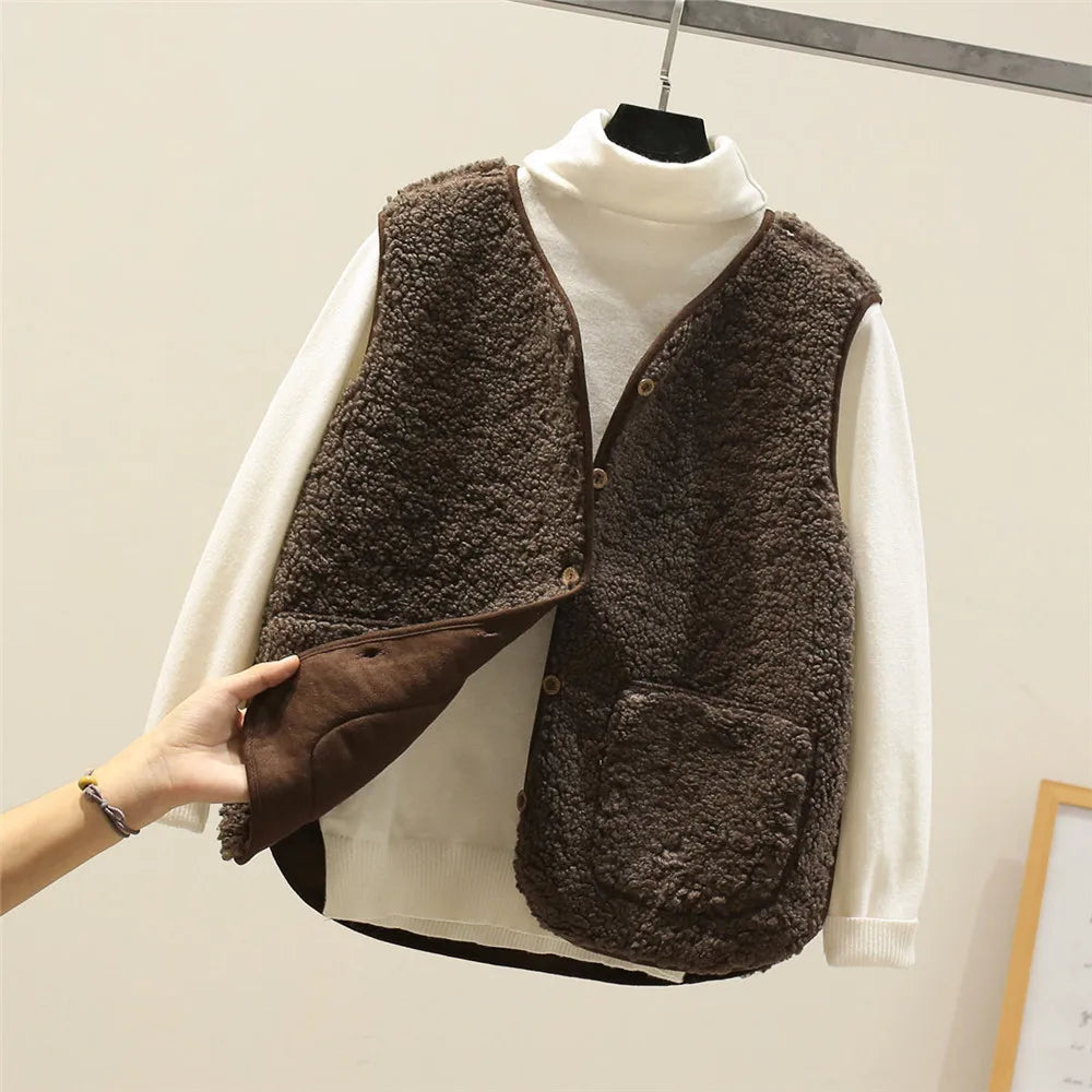 Warme Zachte Dames Bodywarmer met Knopen en Zakken