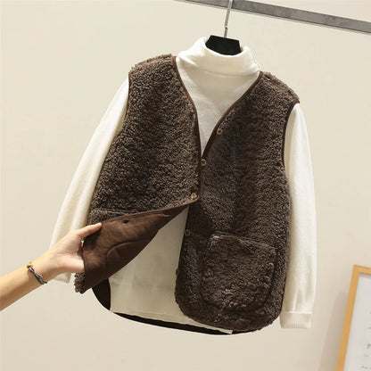 Warme Zachte Dames Bodywarmer met Knopen en Zakken