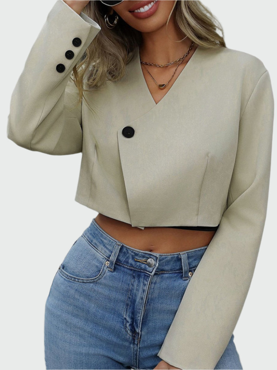 Tegan | Cropped Blazer with Asymmetrical Closure