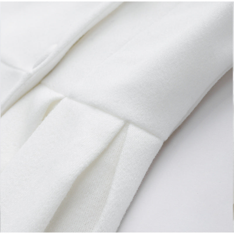 Lange Dames Mantel Jas met Dubbele Rij Knopen en Luxe Wollook