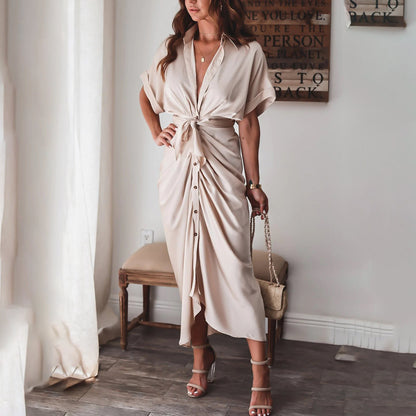 Julietta | Knoop Jurk met Taille Detail