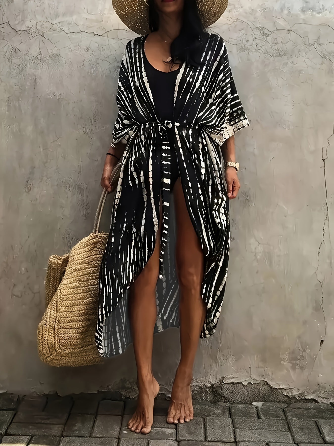 Nolita | Boho Strand Kimono met Abstracte Print