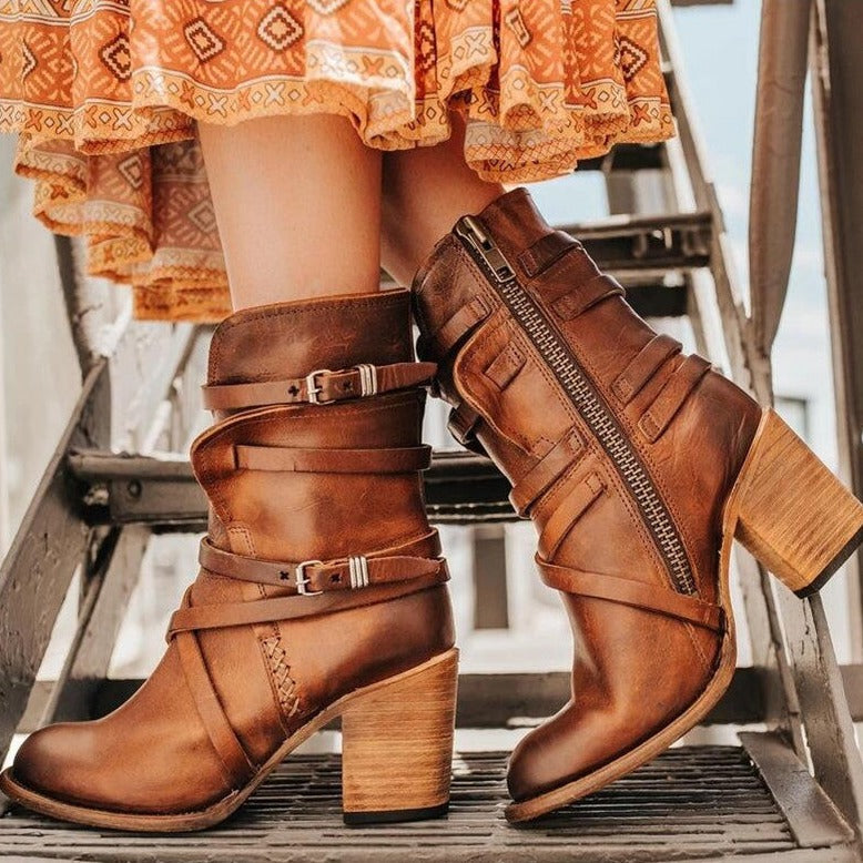 Zahra | Bottines cowboy en cuir robustes