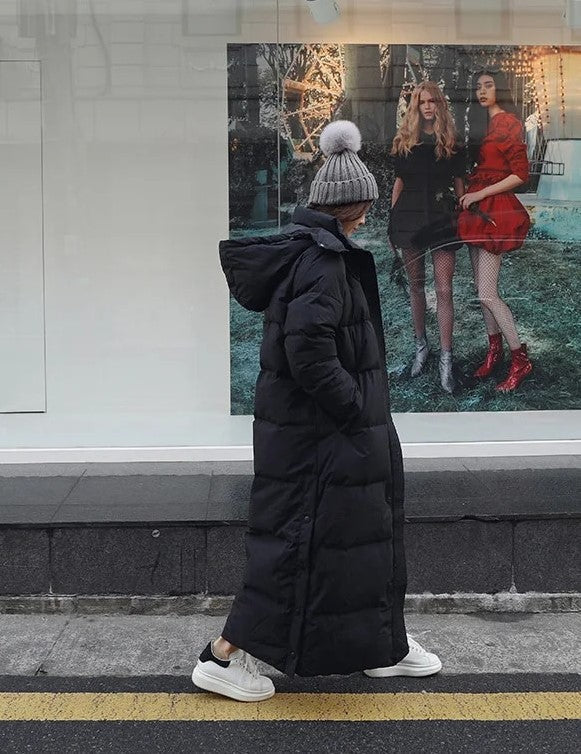 Warme Lange Gewatteerde Puffer Dames Jas met Capuchon