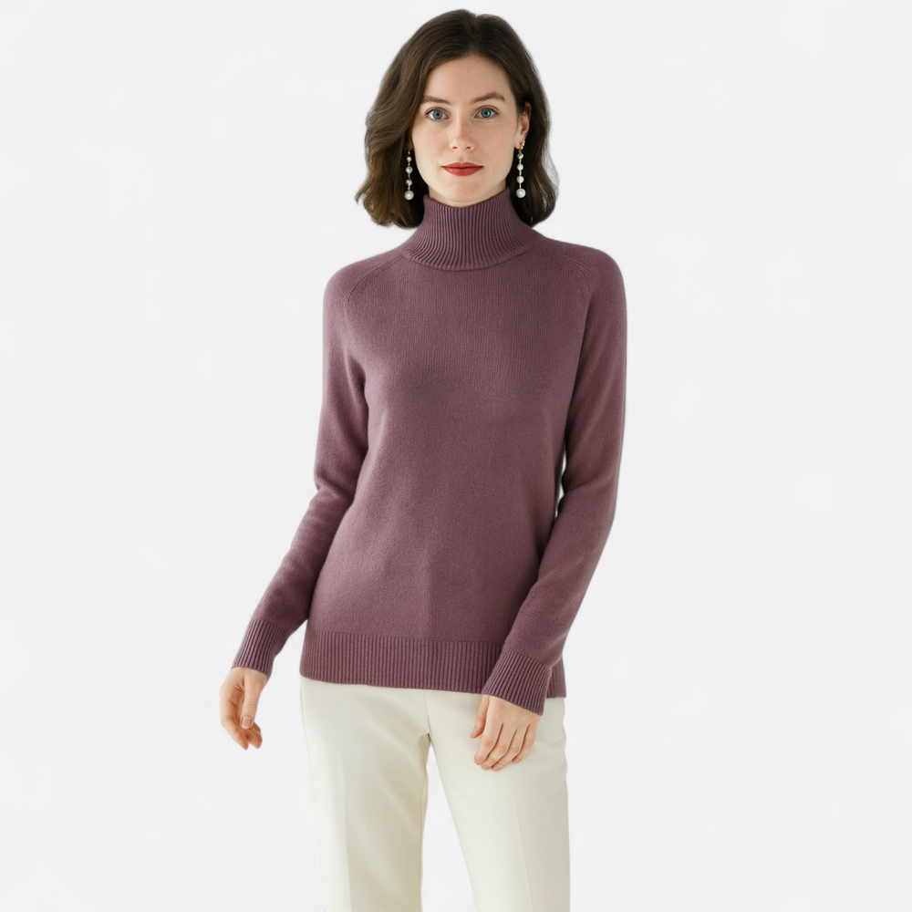Zachte Merino Cashmere Dames Coltrui met Raglanmouwen en Ribboorden
