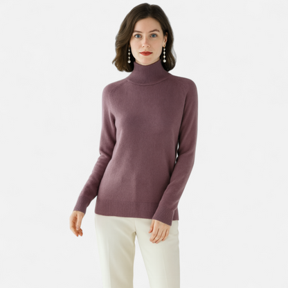 Zachte Merino Cashmere Dames Coltrui met Raglanmouwen en Ribboorden