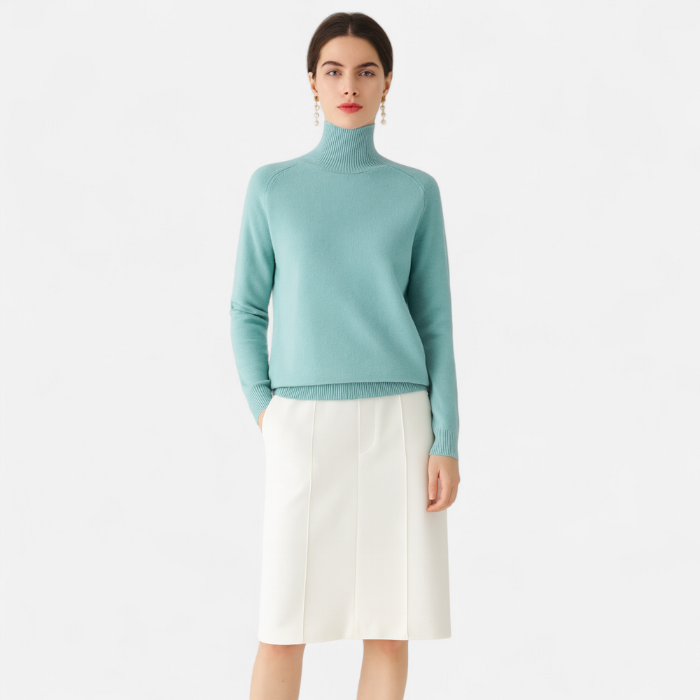 Zachte Merino Cashmere Dames Coltrui met Raglanmouwen en Ribboorden