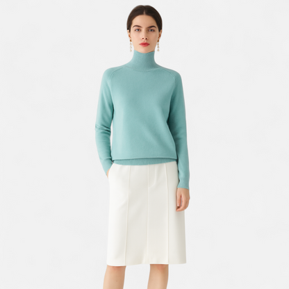 Zachte Merino Cashmere Dames Coltrui met Raglanmouwen en Ribboorden