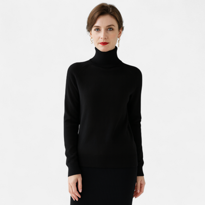 Zachte Merino Cashmere Dames Coltrui met Raglanmouwen en Ribboorden