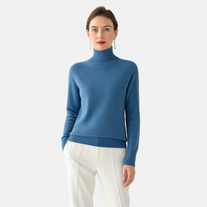 Zachte Merino Cashmere Dames Coltrui met Raglanmouwen en Ribboorden