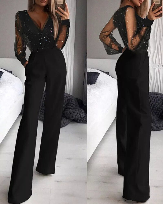Bexley | Jumpsuit met Glitter Mesh Mouwen