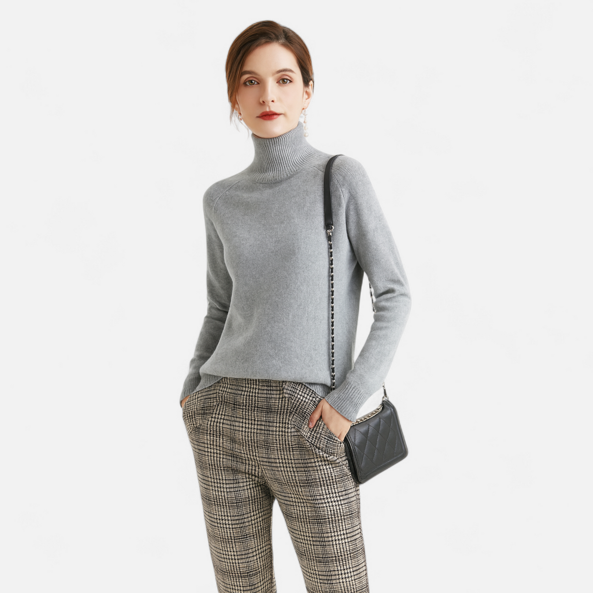 Zachte Merino Cashmere Dames Coltrui met Raglanmouwen en Ribboorden