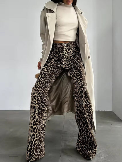 Kara | Flared Broek met Panterprint