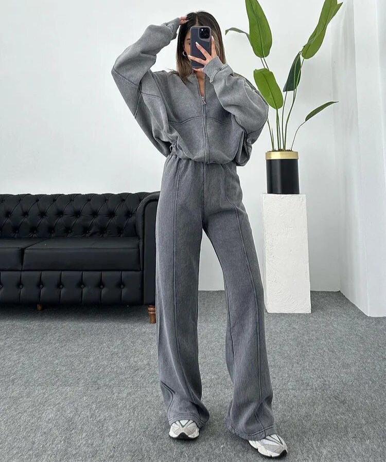 Comfortabele Oversized Loungewear Set met Wijde Broek