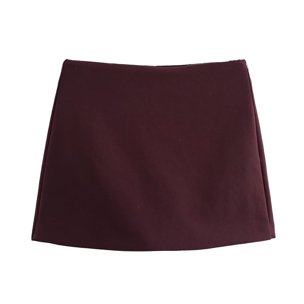 Trendy Hoge Taille Dames Mini Skort met Rits en Plooi Detail