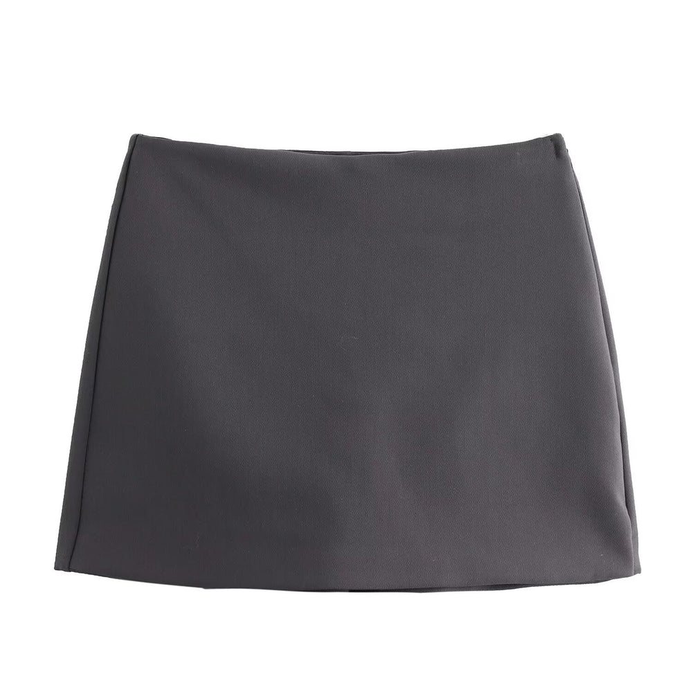 Trendy Hoge Taille Dames Mini Skort met Rits en Plooi Detail