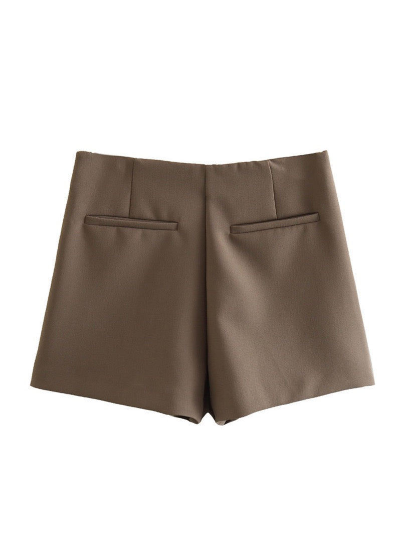 Trendy Hoge Taille Dames Mini Skort met Rits en Plooi Detail