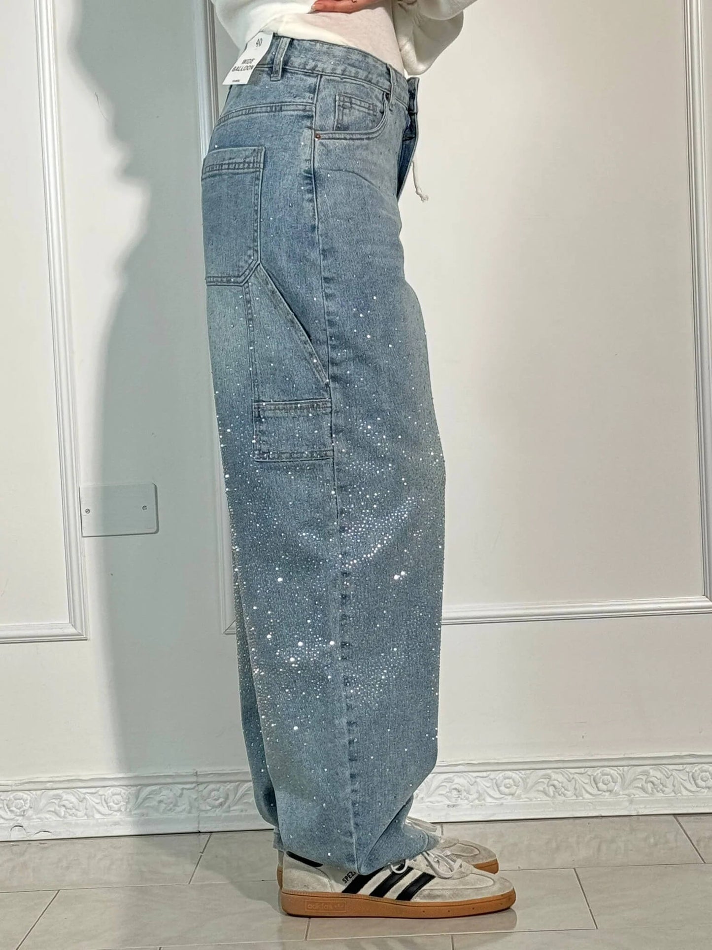 Trendy Glanzende Dames Jeans met Wijde Pijpen