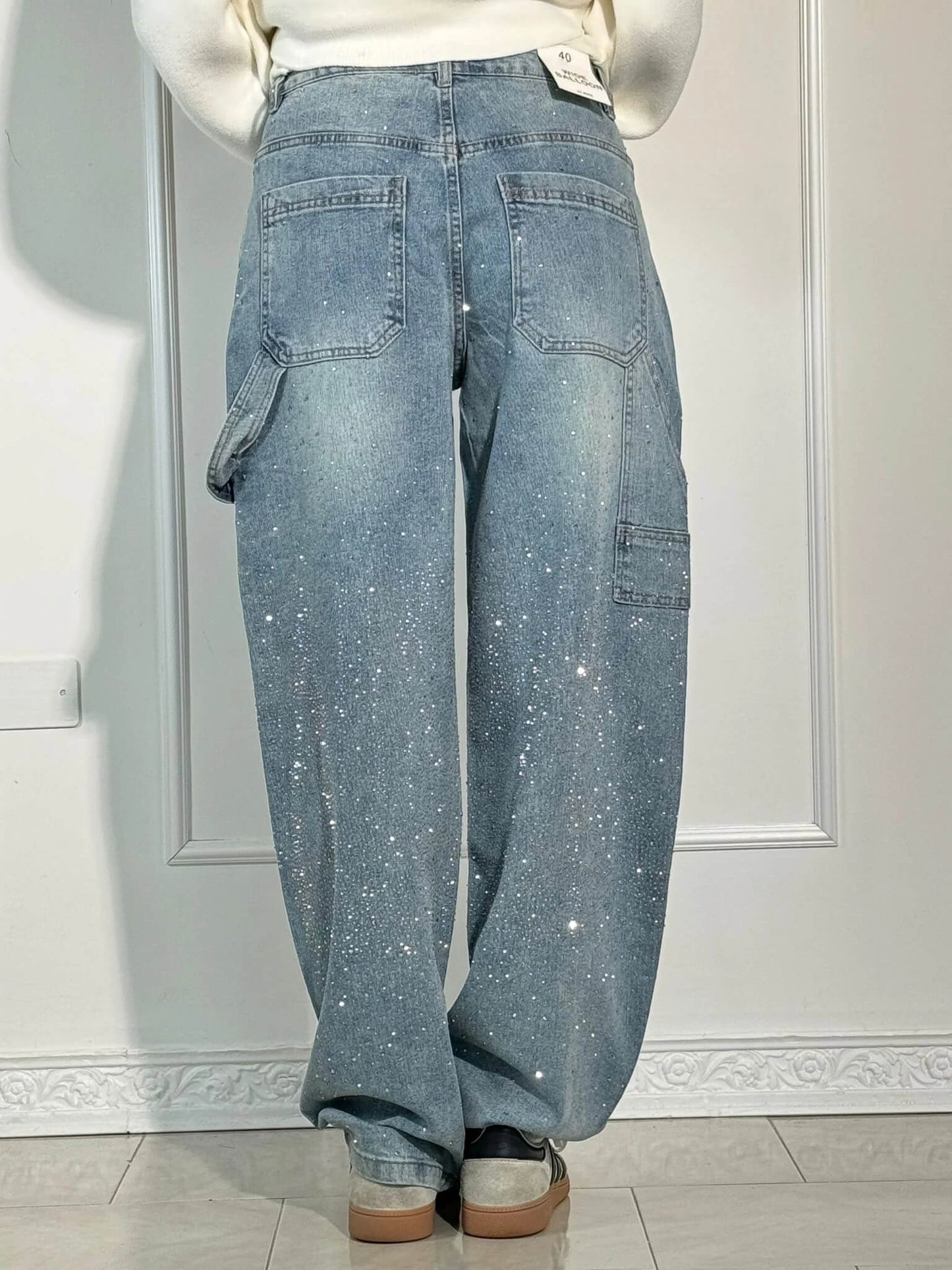 Trendy Glanzende Dames Jeans met Wijde Pijpen