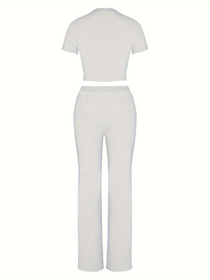 Delcy | Lounge Set met T-Shirt en Wijde Broek