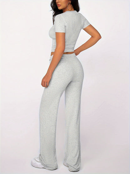 Delcy | Lounge Set met T-Shirt en Wijde Broek